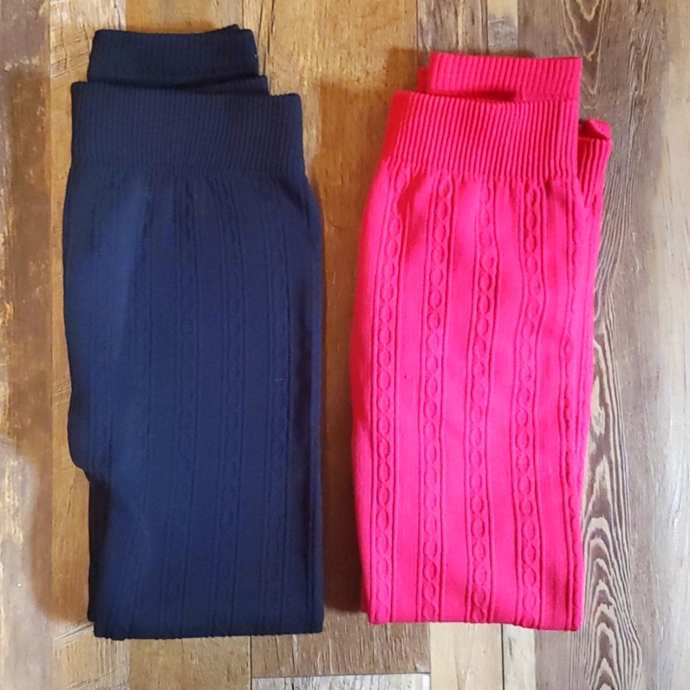 Lulu Luv Bundle of Navy Blue and Pink Leggings Girls Size 7/8